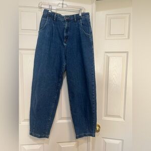 Zara Women’s baggy hi-rise tapered leg Ballon ‎ blue jeans denim 6